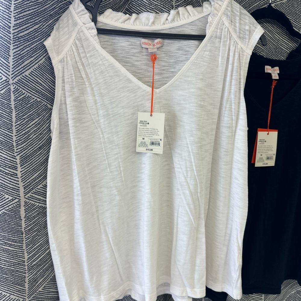 Knox Rose  2 Women's Knit Tank Tops - Knox Rose Black  And White Size M - Picture 11 of 12